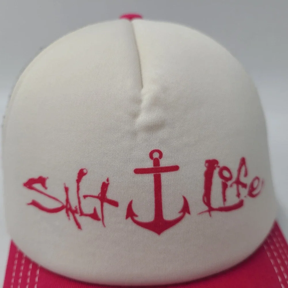 Women Salt Life Hat‎ Snapback Trucker Mesh Pink White Gray Anchor Beach Stripes